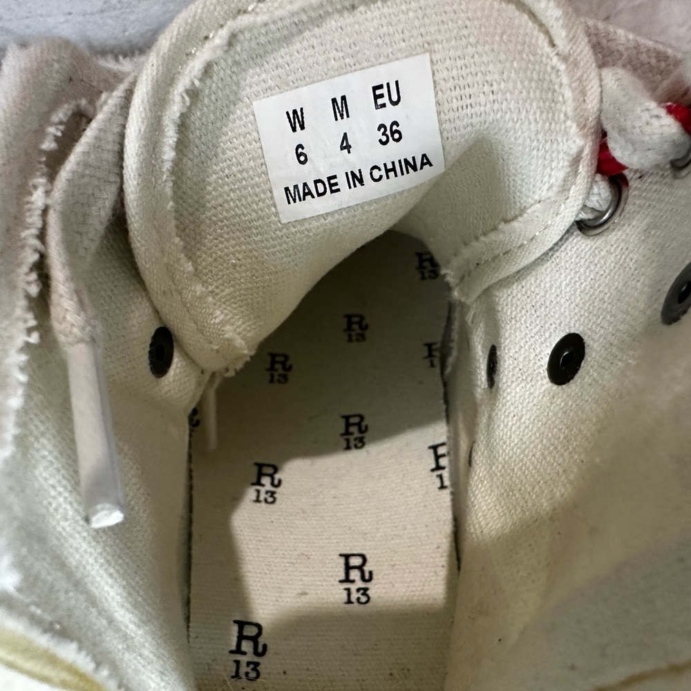 R13 Off-White Double Grommet Kurt Sneakers Size 36 - Picture 7 of 15